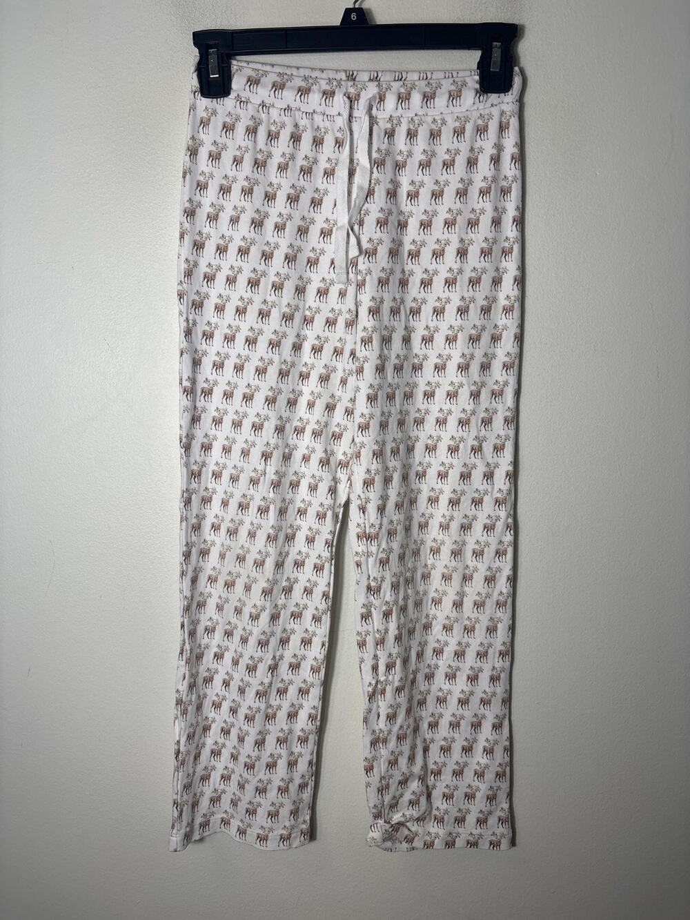 Girls Lila and Hayes White Reindeer Cotton PJ Pants Sz 7